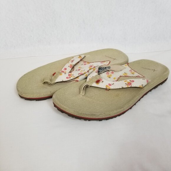 TEVA Floral Fabric Strap Thong Flip Flop Sandals Multicolor Size 10 ~ 4356 - Picture 1 of 8